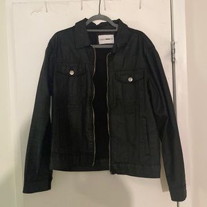 Faux leather/denim jacket